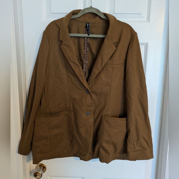 Peau de Loup Parks Faux-Wool Suit Jacket Size 18 Brown - Picture 1 of 6